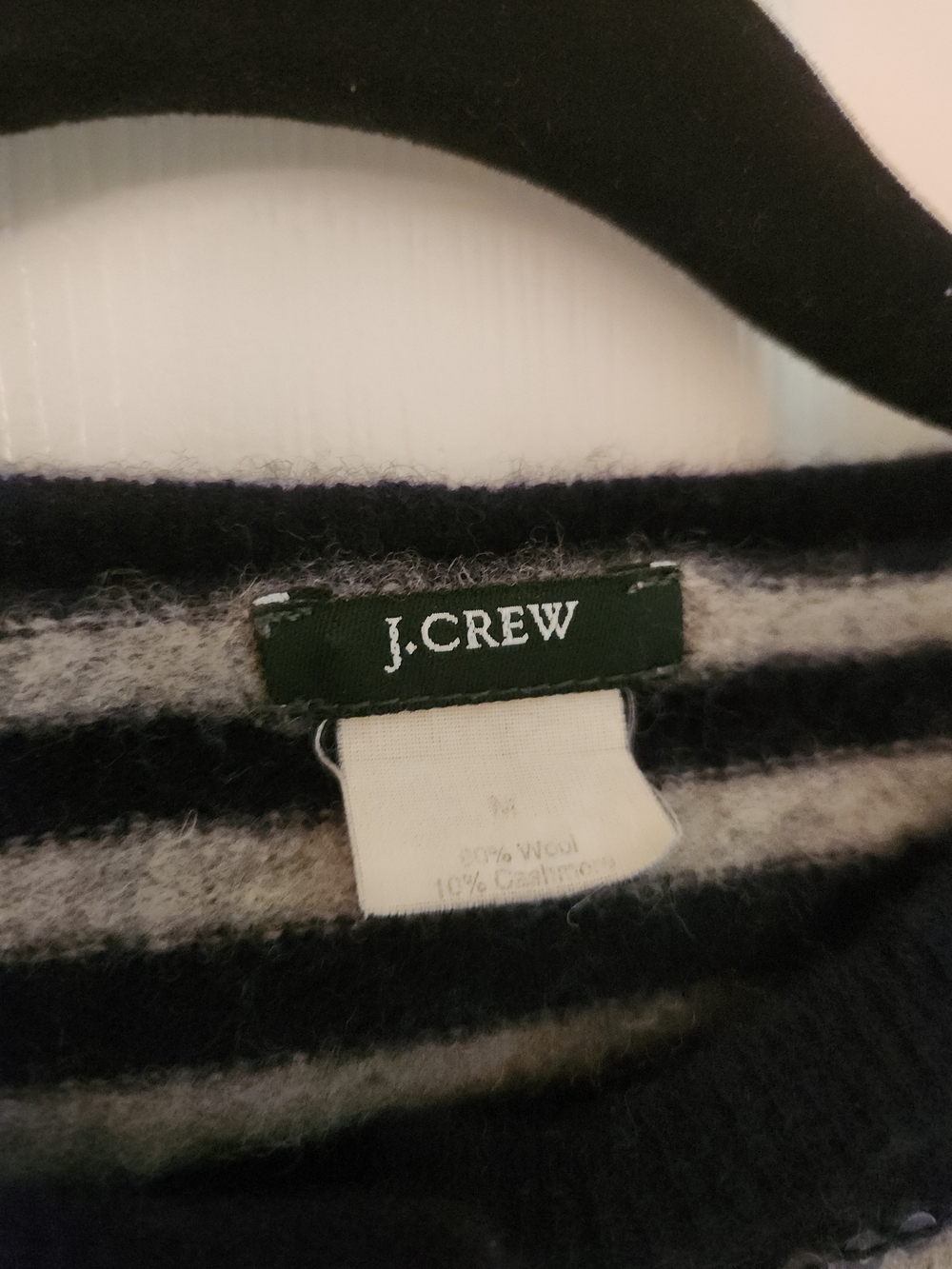 J. Crew Striped Cashmere Wool Blend Crewneck Sequin Stripe Cardigan - Small - Picture 4 of 5